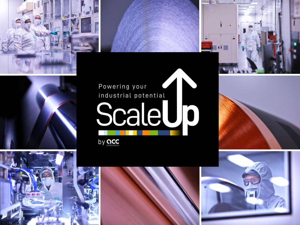 A collage of photos illustrating industrial activity in Nersac and the Scale Up logo