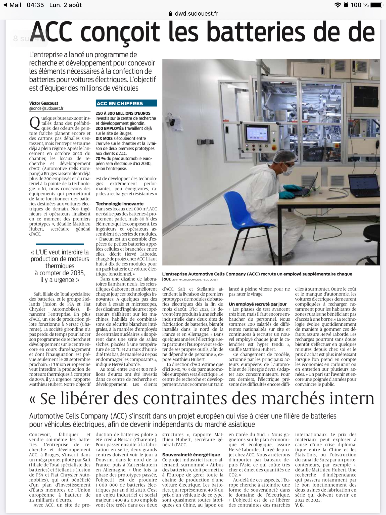 ACC construit les batteries du futur - Sud Ouest p1