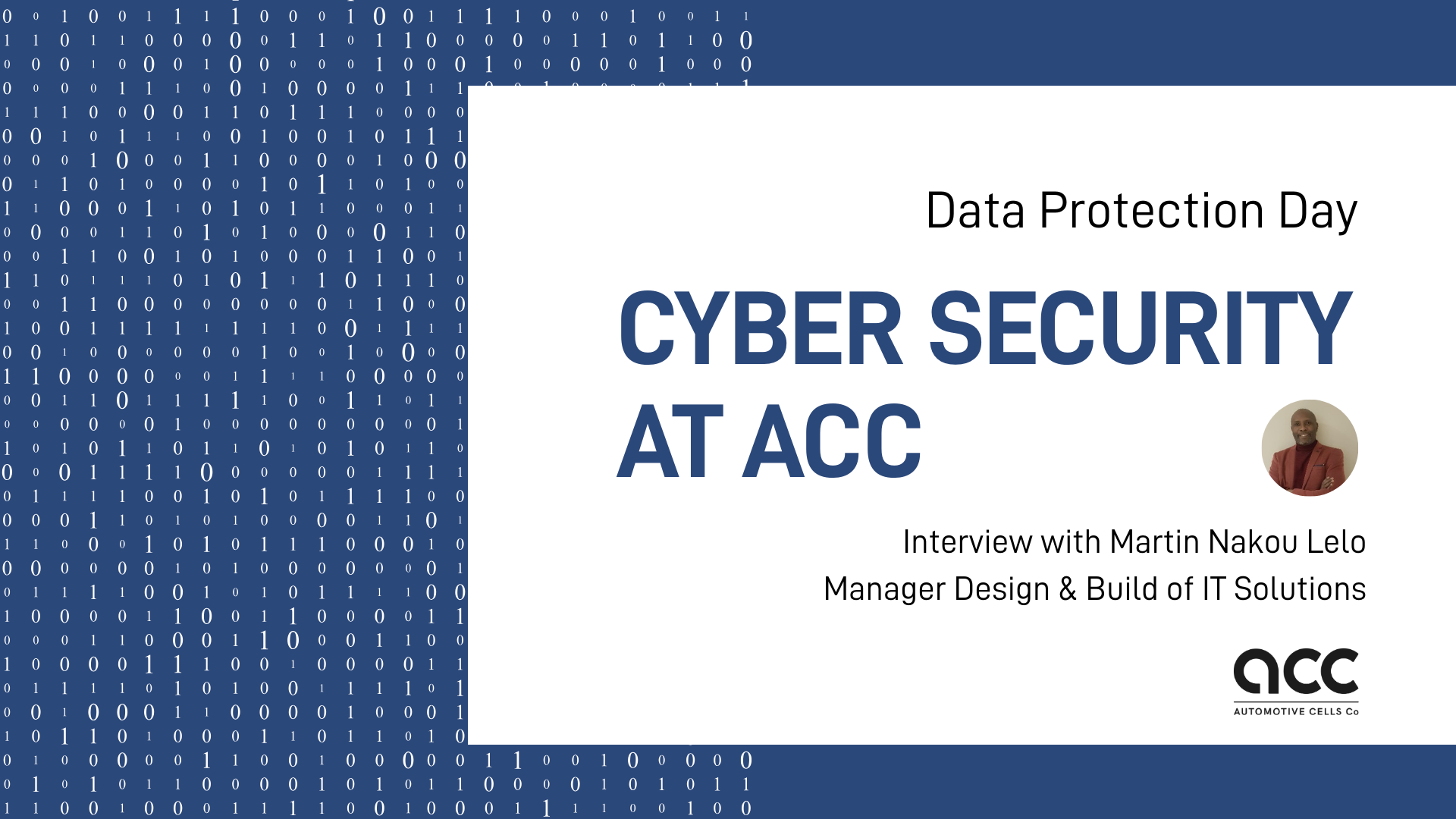 Title of the article "Cyber security illustrated", with a portrait of Martin Nakou Lelo