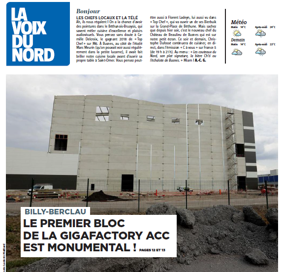 Le premier bloc de la gigafactory ACC est monumental ! LA VOIX DU NORD