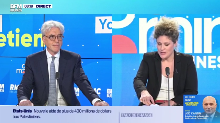 Photo of Yann Vincent on the set of BFM Business