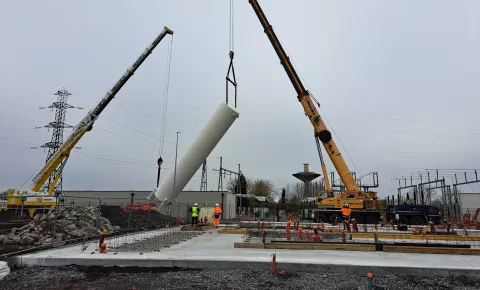 Photo de la première des trois cuves installées.