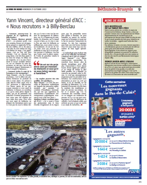 Yann Vincent, directeur général d’ACC : « Nous recrutons » à Billy-Berclau - LVDN 18/10/22 Yann Vincent, directeur général d’ACC : « Nous recrutons » à Billy-Berclau - LVDN 18/10/22