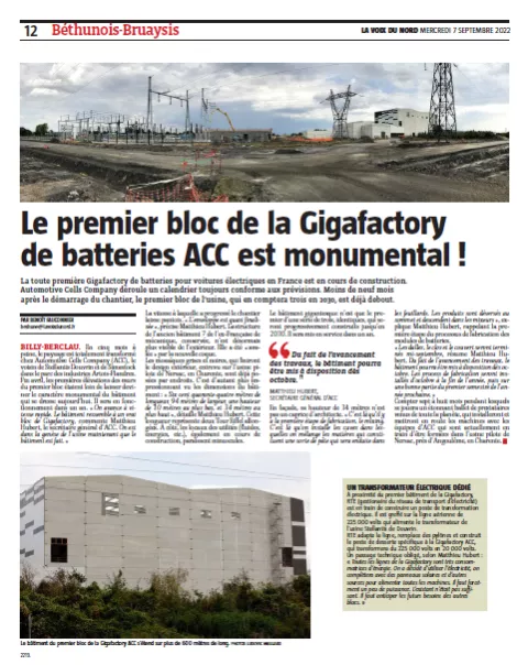 Le premier bloc de la gigafactory ACC est monumental ! LA VOIX DU NORD p2