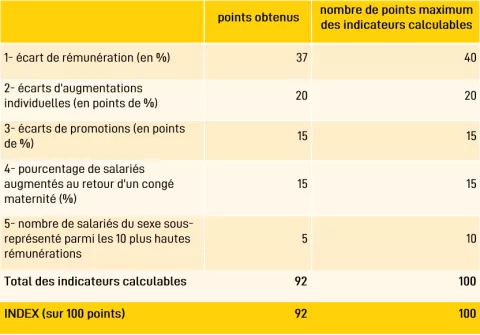 Détail de l'index de l’égalité professionnelle femmes-hommes ACC Détail de l'index de l’égalité professionnelle femmes-hommes ACC