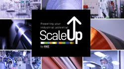 A collage of photos illustrating industrial activity in Nersac and the Scale Up logo 